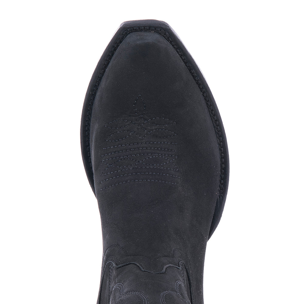 Ladies Cowboy 13" Black Nubuck Burnished Winn Stitch