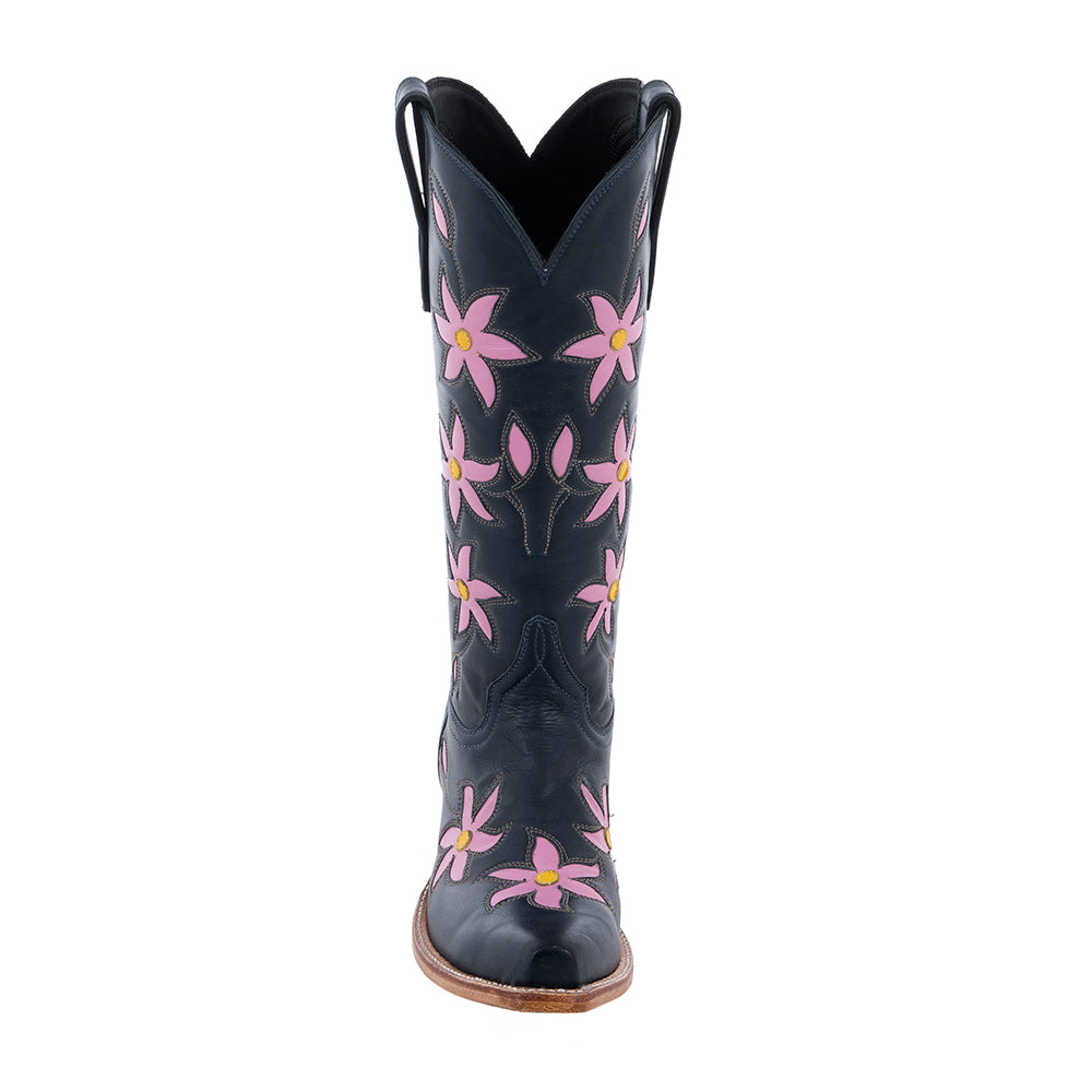 Ladies Cowboy Navy Diablo Pink/Tan Pinwheel Inlay