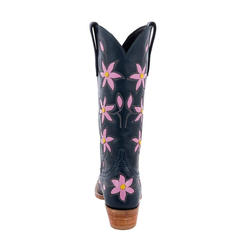 Ladies Cowboy Navy Diablo Pink/Tan Pinwheel Inlay