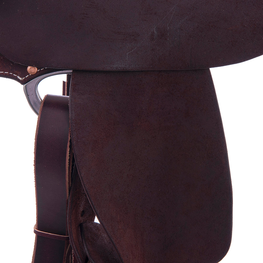 FULL CHOCOLATE ROUGHOUT BARREL SADDLE - ROUND SKIRT NO TOOLING