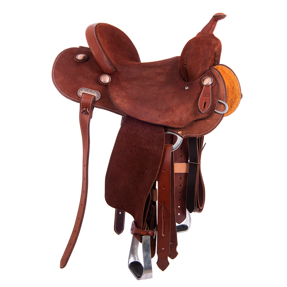 FULL CHESNUT ROUGHOUT BARREL SADDLE - ROUND SKIRTS NO TOOLING