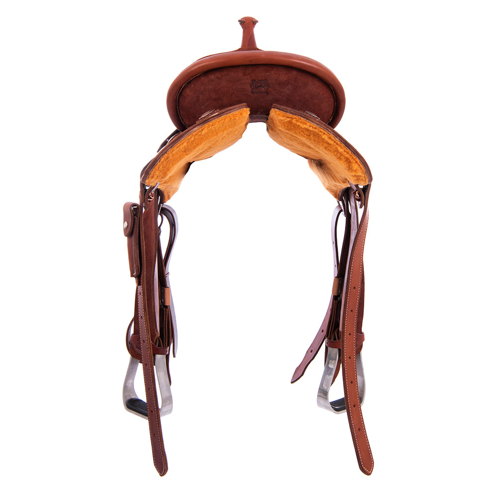 FULL CHESNUT ROUGHOUT BARREL SADDLE - ROUND SKIRTS NO TOOLING