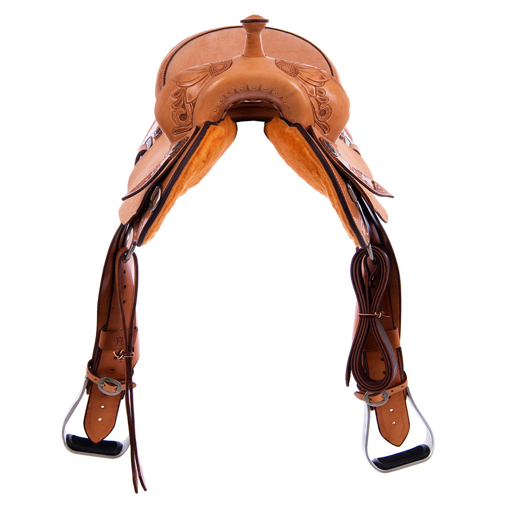 RUSSET 1/2 SMOOTH 1/2 ROUGHOUT BARREL SADDLE - SEMI SQUARE SKIRTS 1/2 SUNNY DAYS