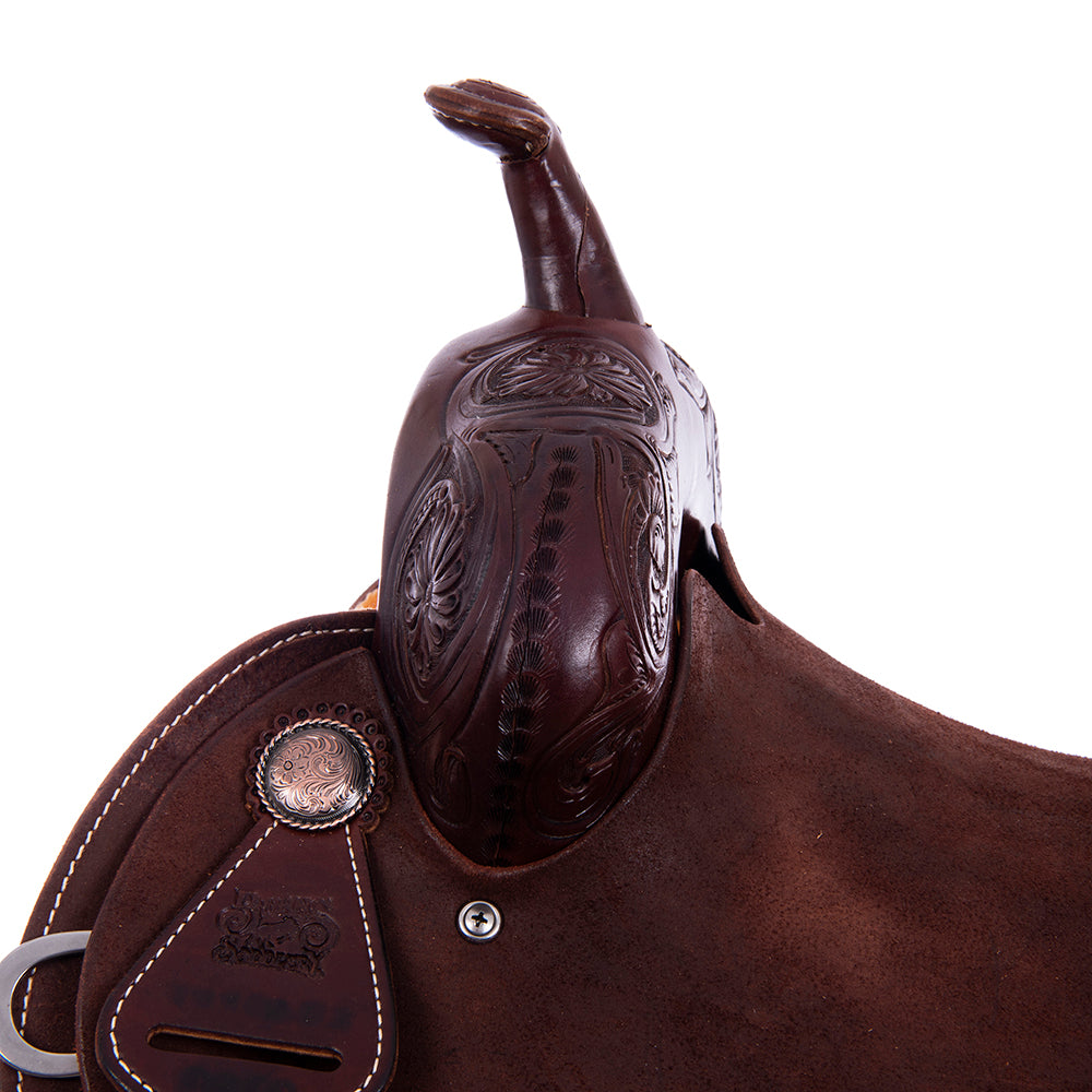 Burns 1/8 Chocolate SO Barrel Saddle- Round- 1/8 Julya Floral