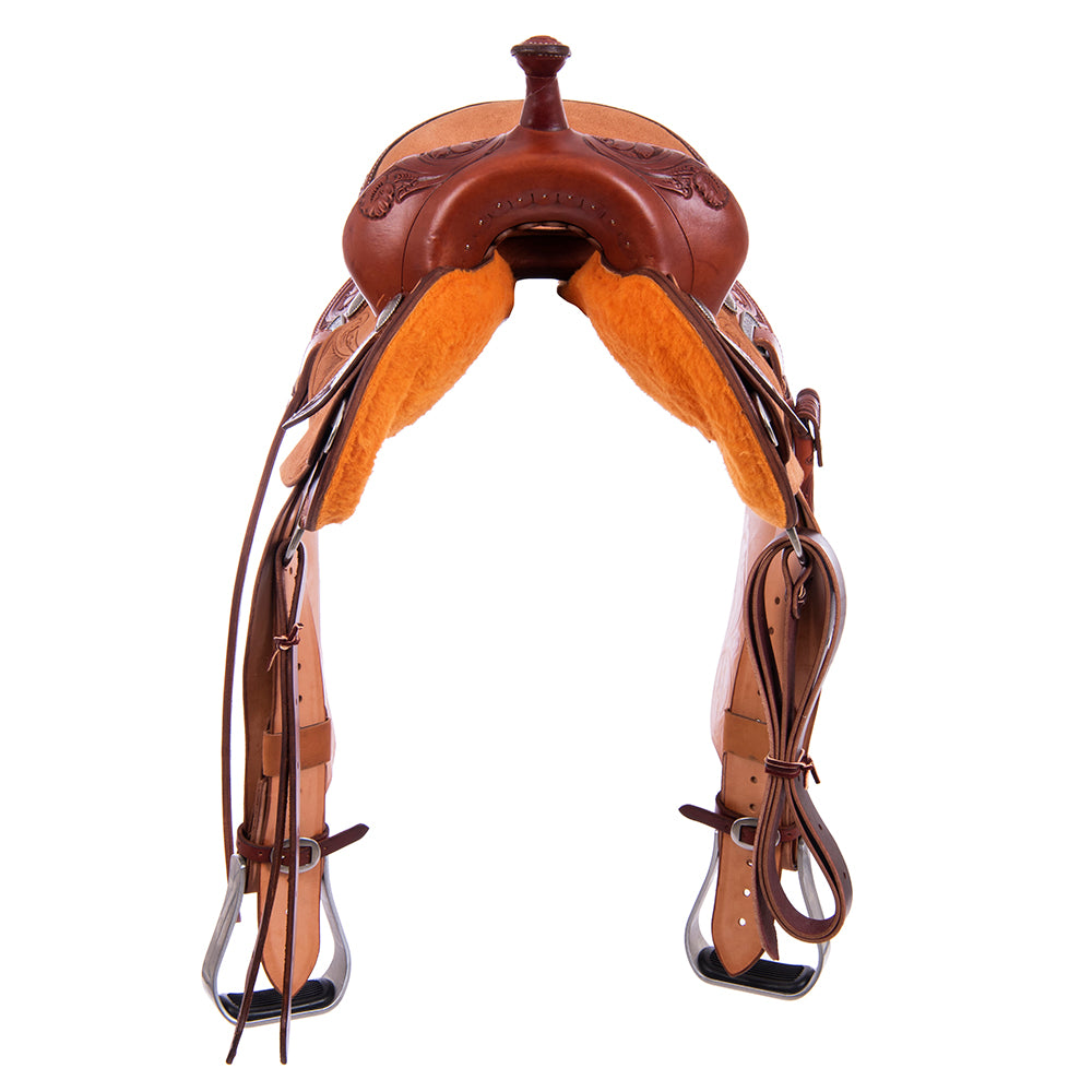 Barrel Saddle – Chestnut Smoothout & Russet Roughout, D. Daisy Floral Corners