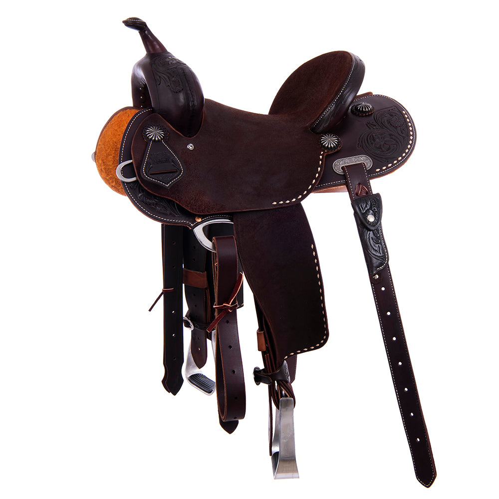 Burns Chocolate SO/RO Barrel Saddle- 1/2 D. Daisy FC- Natural BS Corners