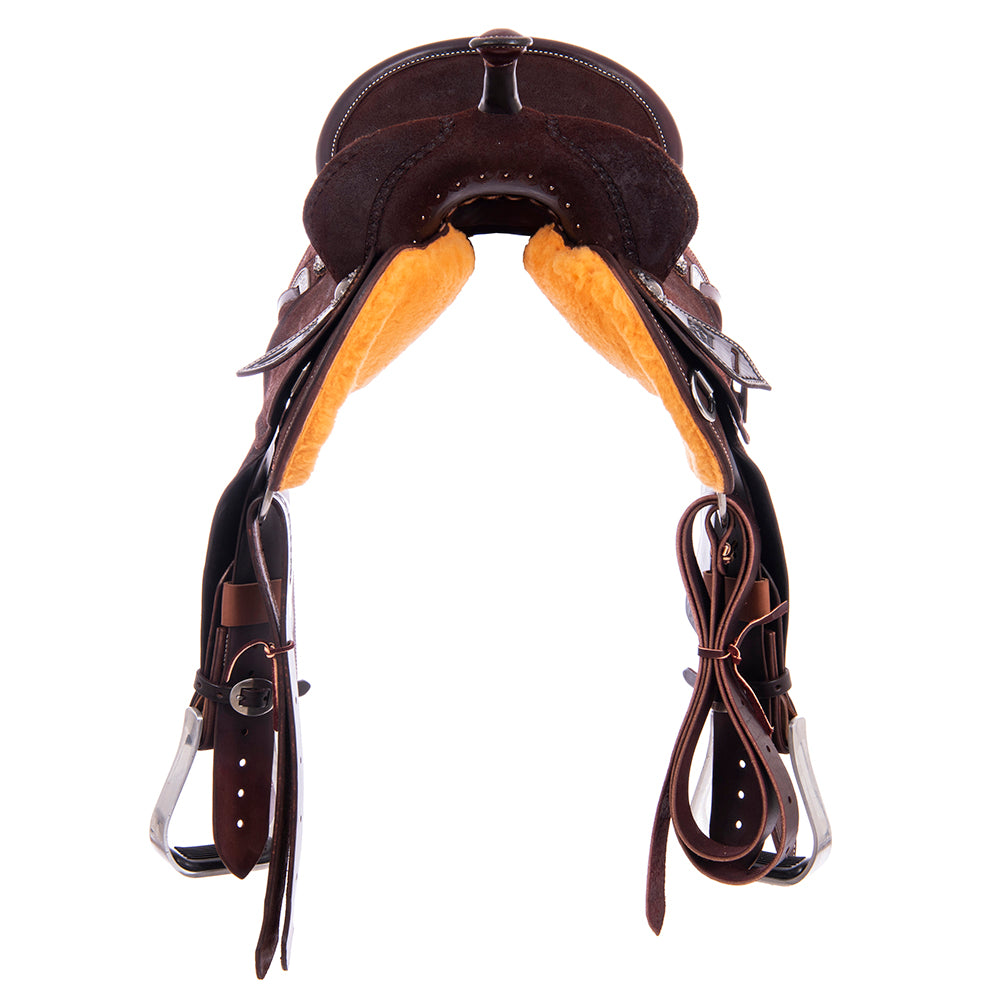 Burns Chocolate RO Barrel Saddle- Round- Celtic Border