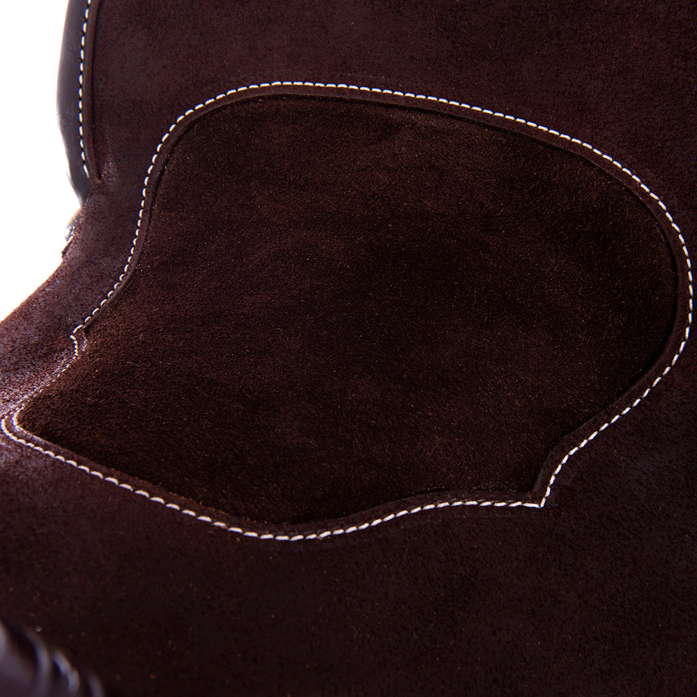 1/2 Roughout 1/2 Smooth Chocolate Barrel Saddle- Round Skirts, D Daisy, Pencil Roll, Chocolate Inlay