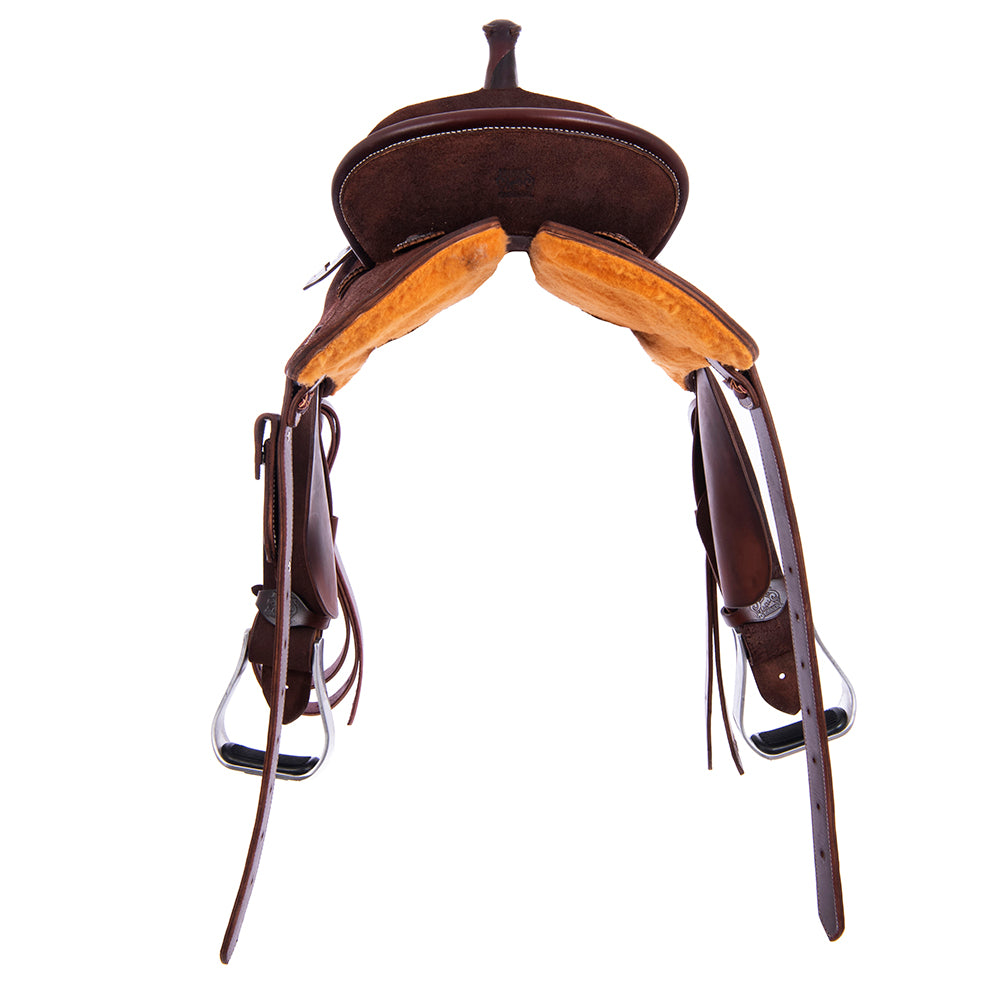 Chocolate Round-Skirt Barrel Saddle with Turquoise Inlay