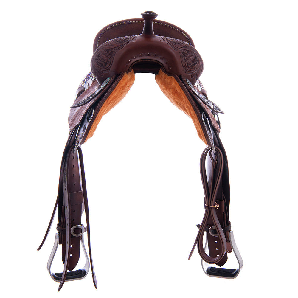 1/2 Chocolate SO/RO Barrel Saddle- Round- 1/2 Sunny D- Standard