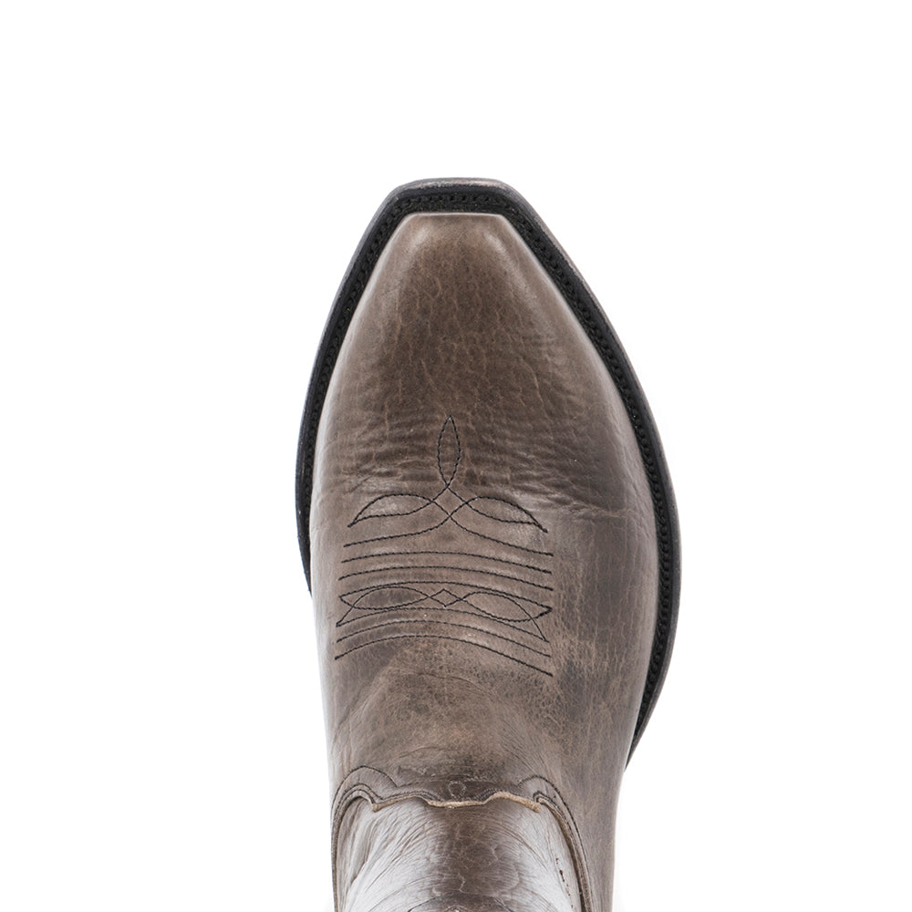Men's Full Grey Bison Cowboy Boot Collar and Side Seam