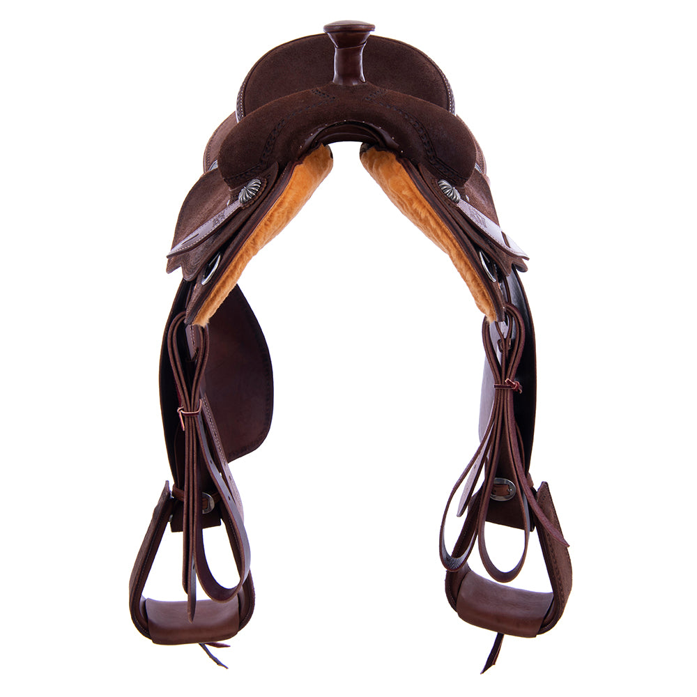 Wyo Light Weight Versatility Saddle- Chocolate RO- Round- Full Wishbone- Cheyenne- Hard Seat