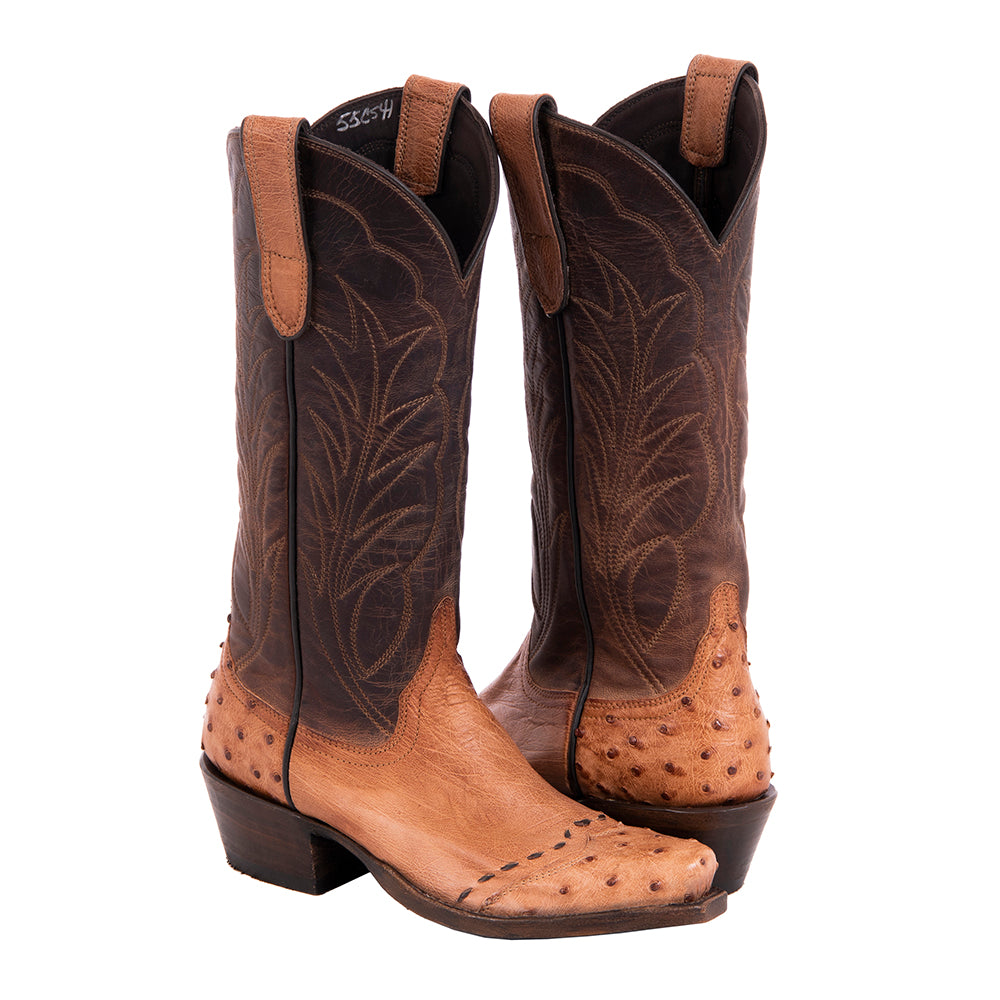 Ladies Cowboy 13-2.5 SM Ostrich/Canella Goat w/FQ Buckstitch