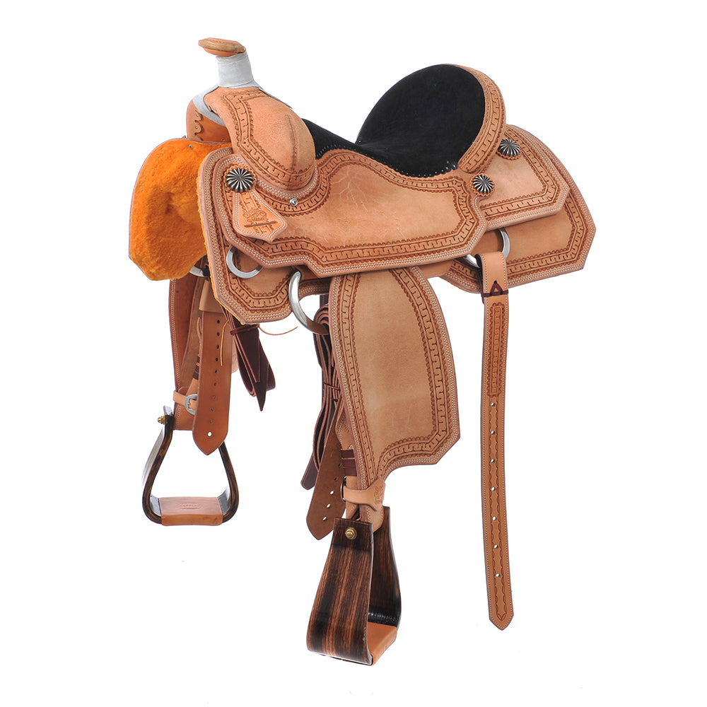 Ranch Roper Saddle – Hermann Oak Leather, Square Notched Skirts, Fancy