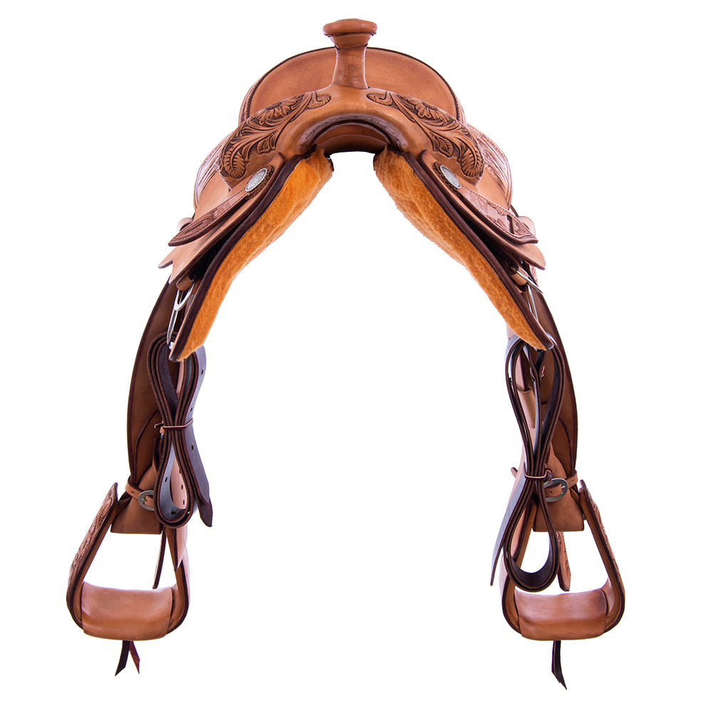 1/4 Smooth Russet 3/4 Roughout Rope Saddle- Roper Skirts, 1/4 MW Floral, Cheyenne
