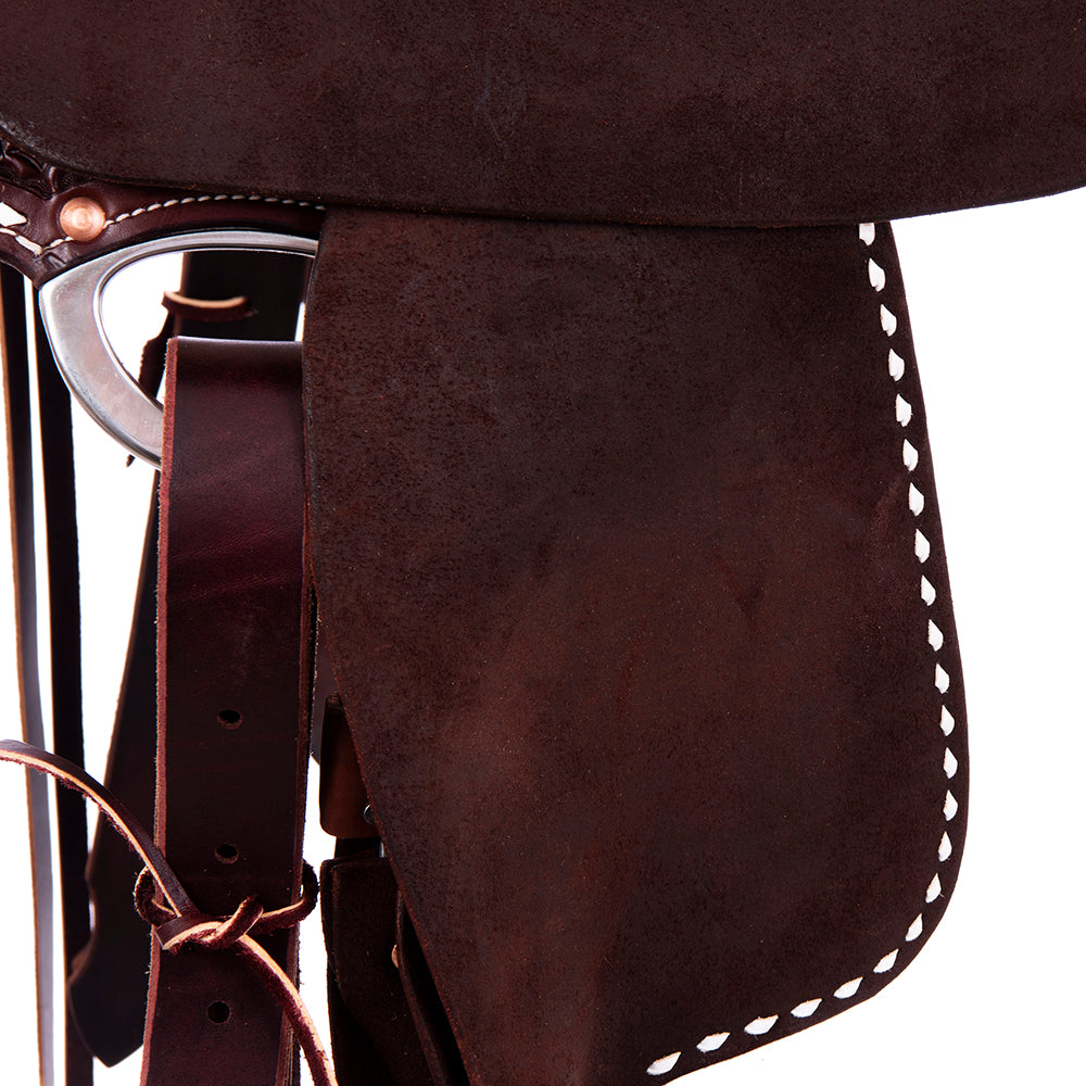 Burns Chocolate SO/RO Barrel Saddle - Round - 1/2 Diamon Waffle w/ Sunflower - Standard Binding