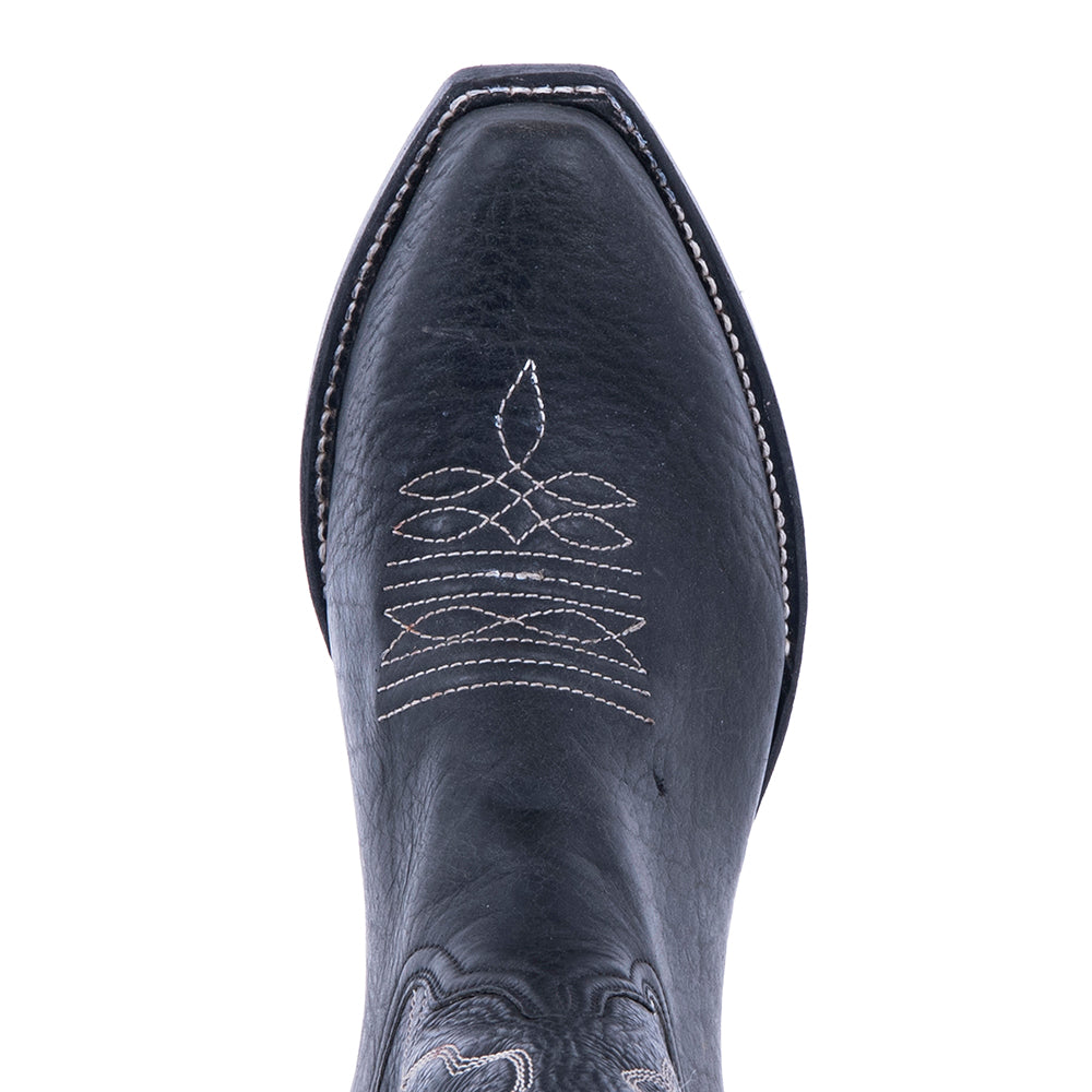 Ladies 17" Cowboy Black Bison w/ White Winn Stitch Toe Bug