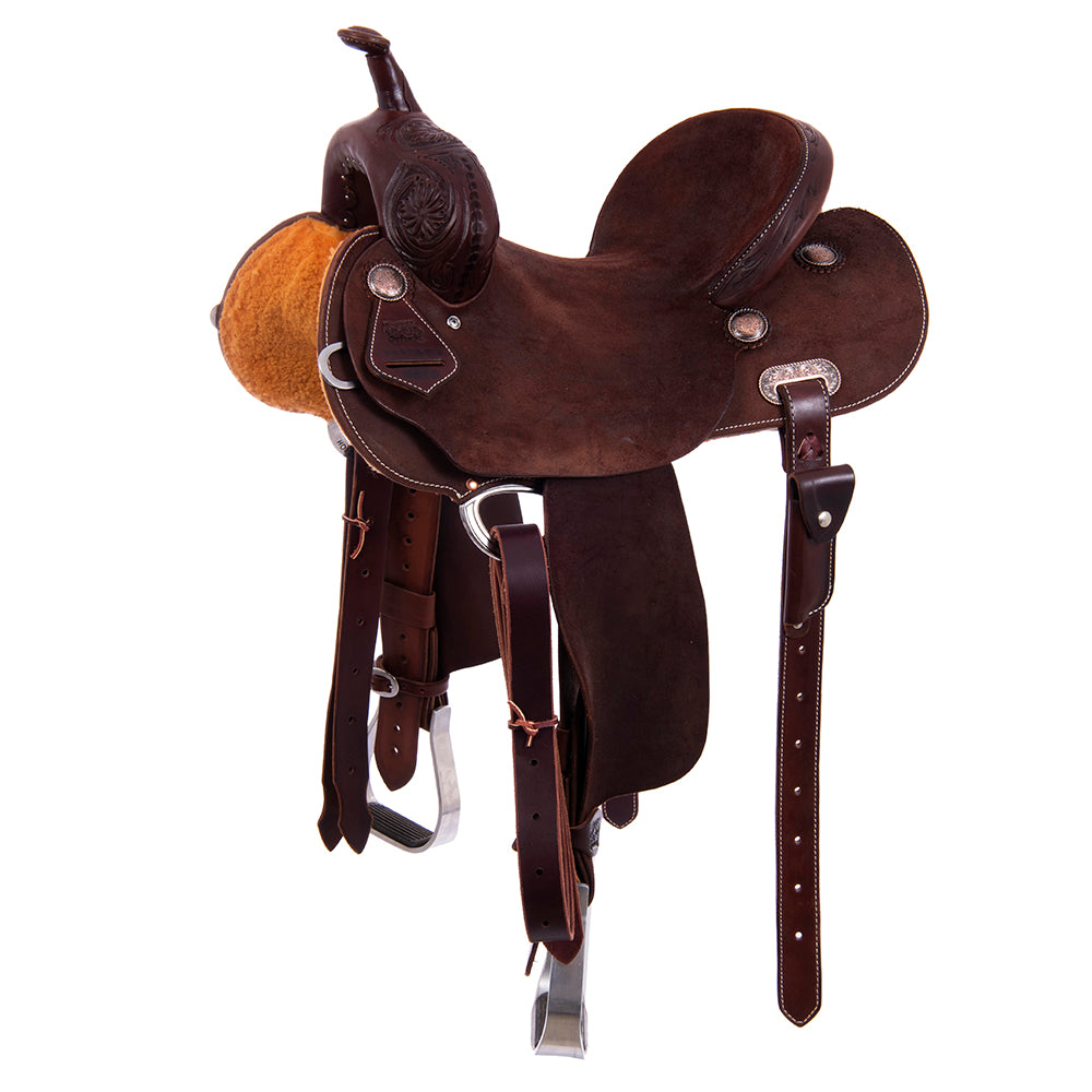 Burns 1/8 Chocolate SO Barrel Saddle- Round- 1/8 Julya Floral