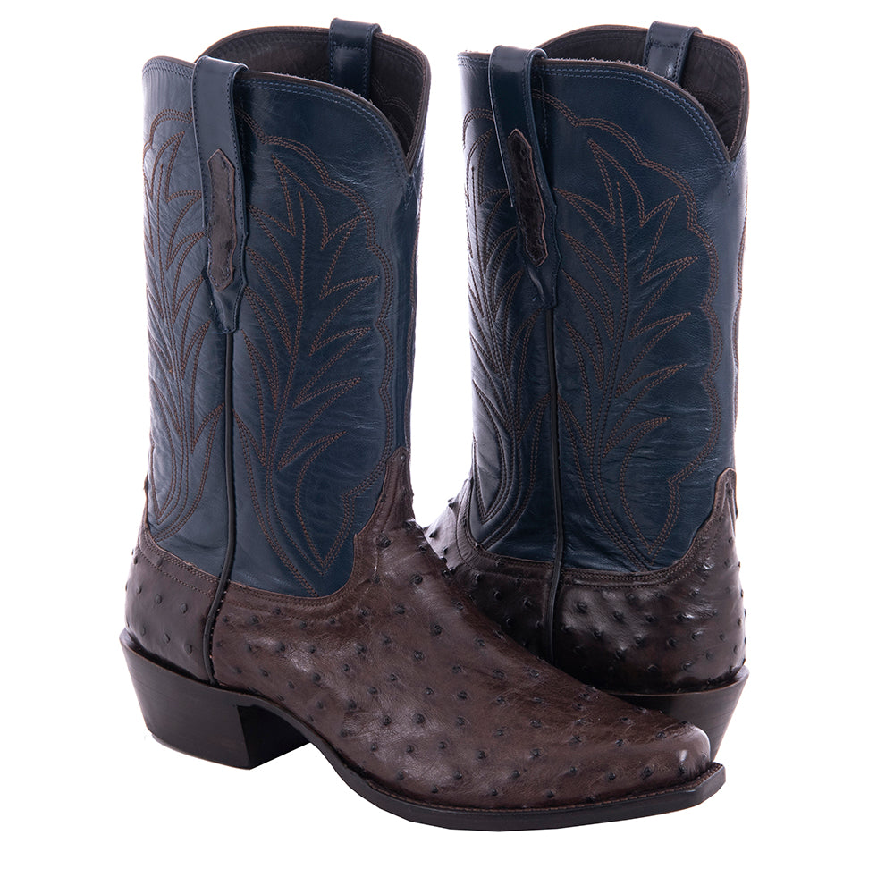 Men's 12" Nicotine FQ Ost Blue Kidskin Winn Cowboy Boot
