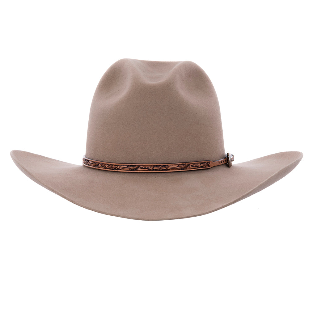 WILD ROSE TOOLED HAT BAND ANTIQUE BROWN
