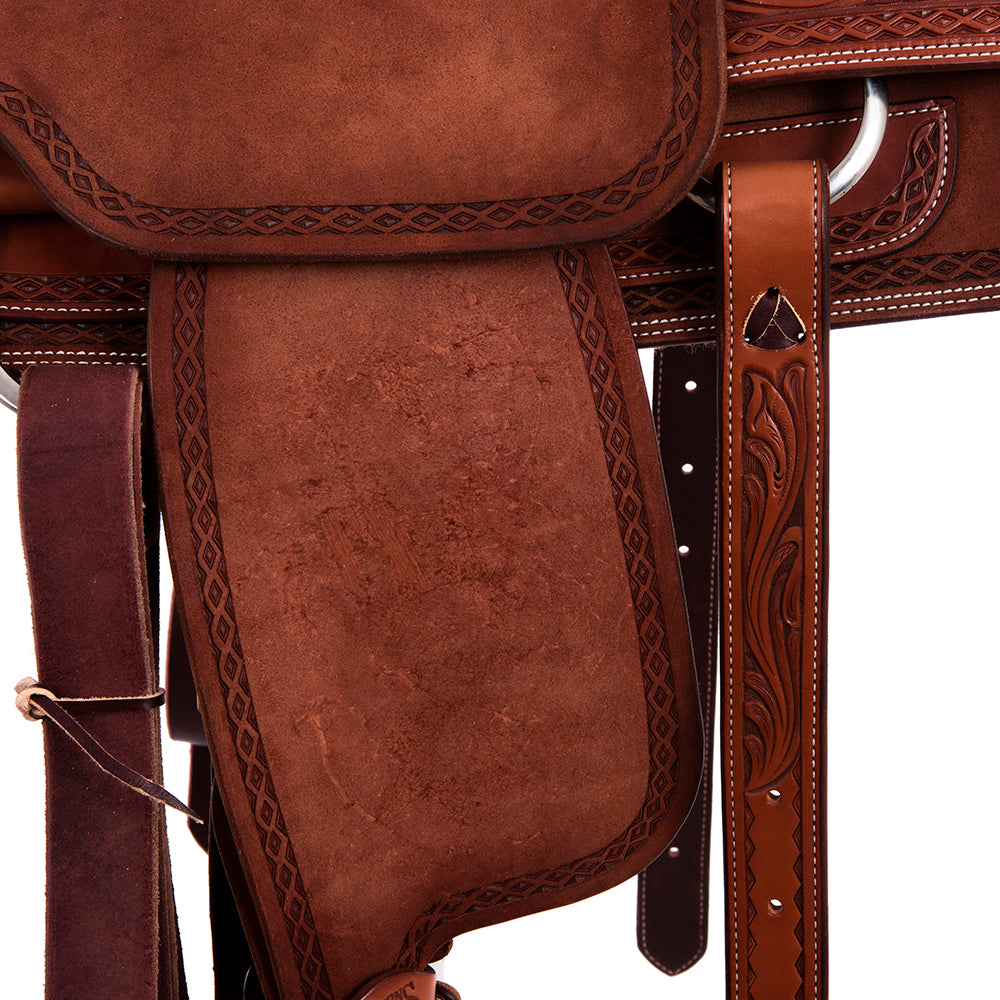 Burns Chestnut SO/RO Team Roper - Conventional - 1/4 D. Daisy Full DHD Border - Grey Python Inlay