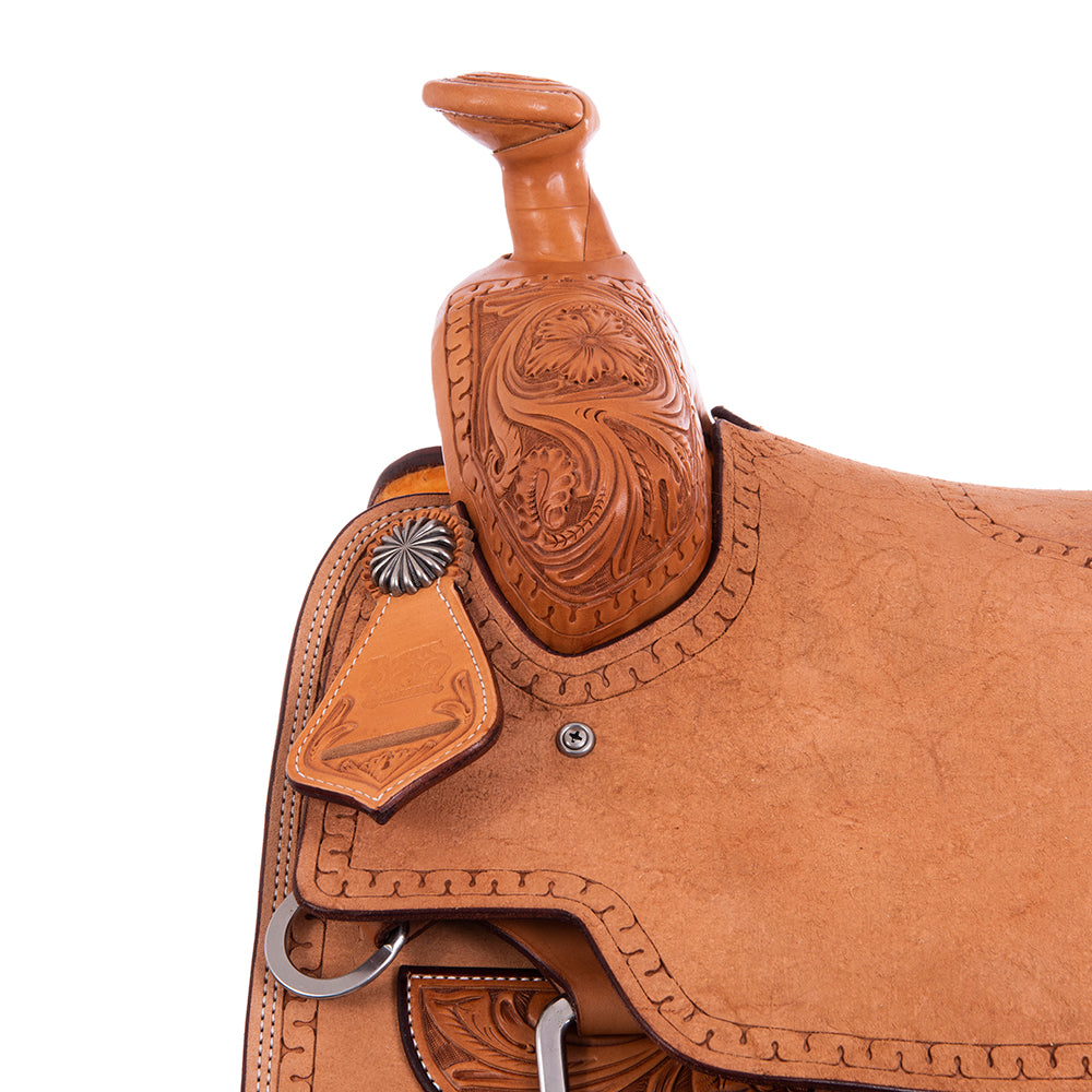 Burns Russet SO/RO Team Rope Saddle - Semi Square - Full Snake Border 1/4 WYO