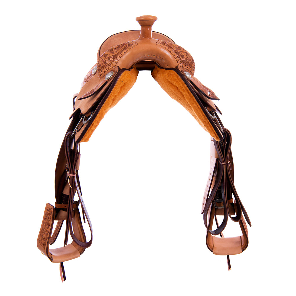 Burns Russet SO/RO Team Roper - Semi Square - 1/4 WYO Floral w/ 1/2 Snake Border