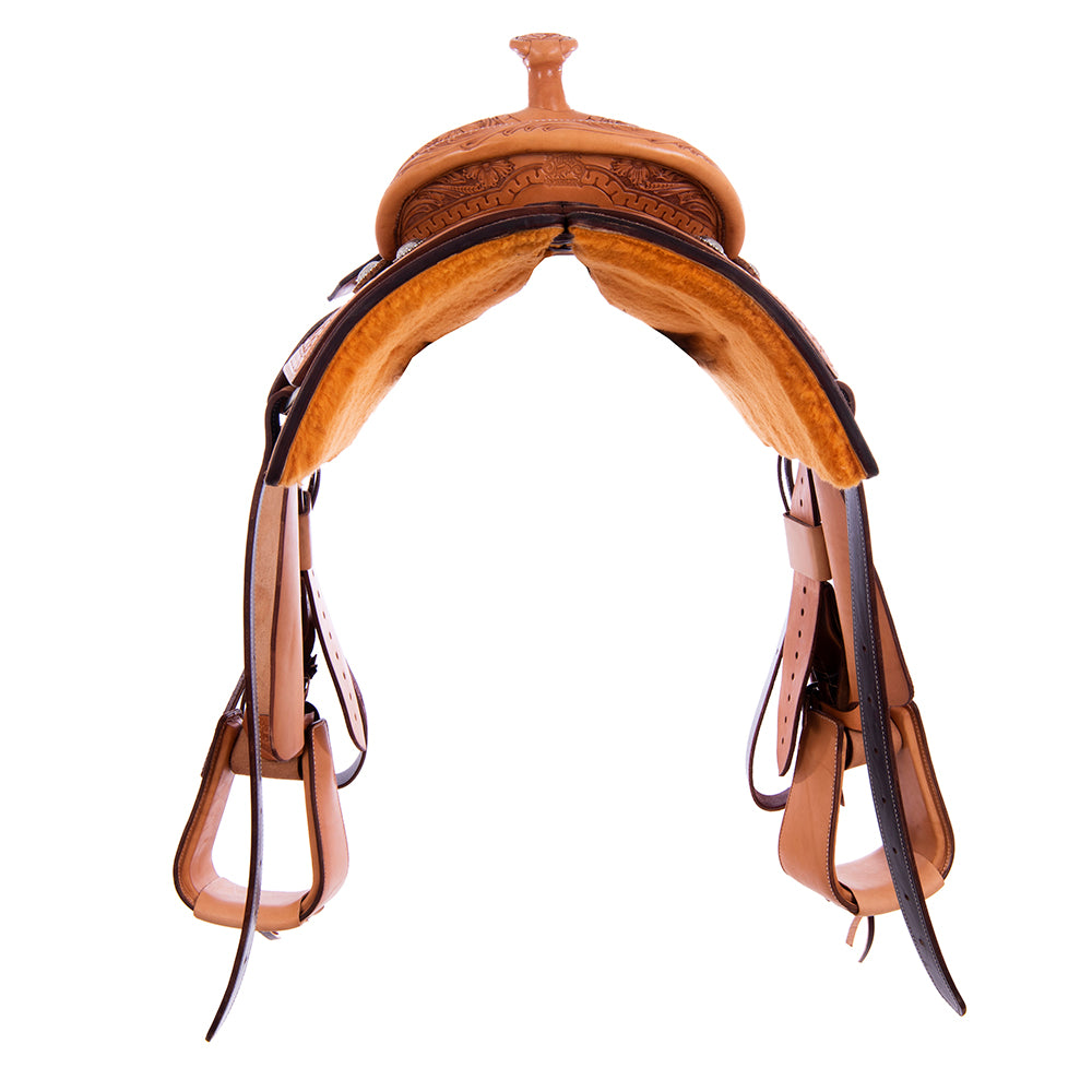 Burns Russet SO/RO Team Roper - Semi Square - 1/4 WYO Floral w/ 1/2 Snake Border