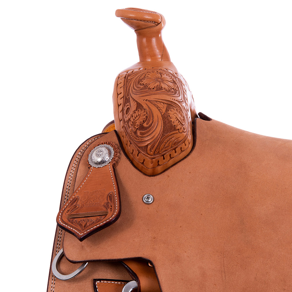 Burns Russet SO/RO Team Roper - Semi Square - 1/4 WYO Floral w/ 1/2 Snake Border