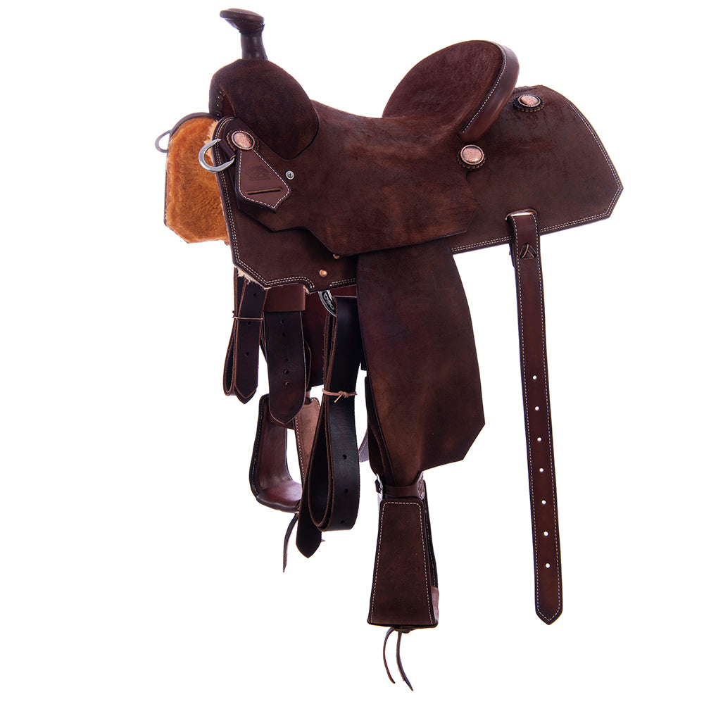Burns Rope Saddle Chocolate RO - Notched - No Tooling - Cheyenne - Single Skirt