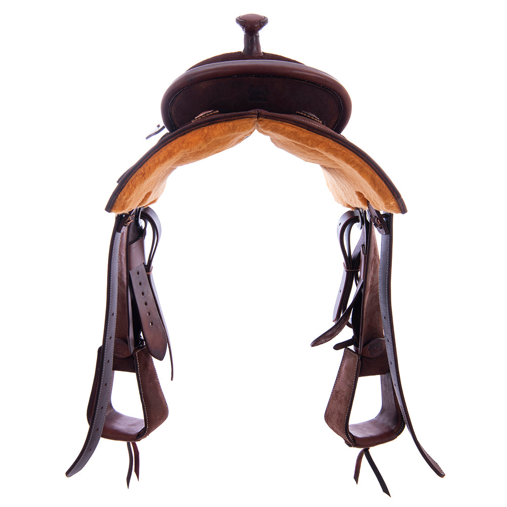 Burns Rope Saddle Chocolate RO - Notched - No Tooling - Cheyenne - Single Skirt