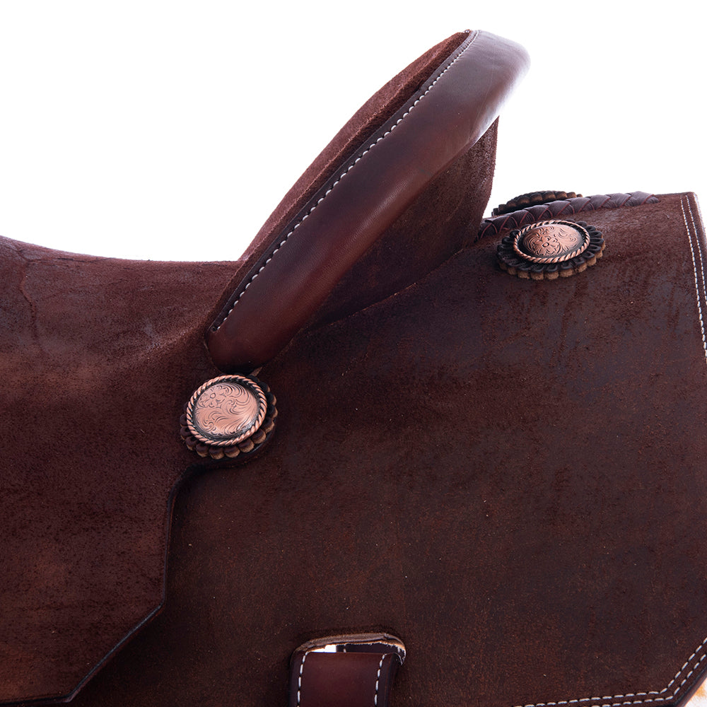 Burns Rope Saddle Chocolate RO - Notched - No Tooling - Cheyenne - Single Skirt