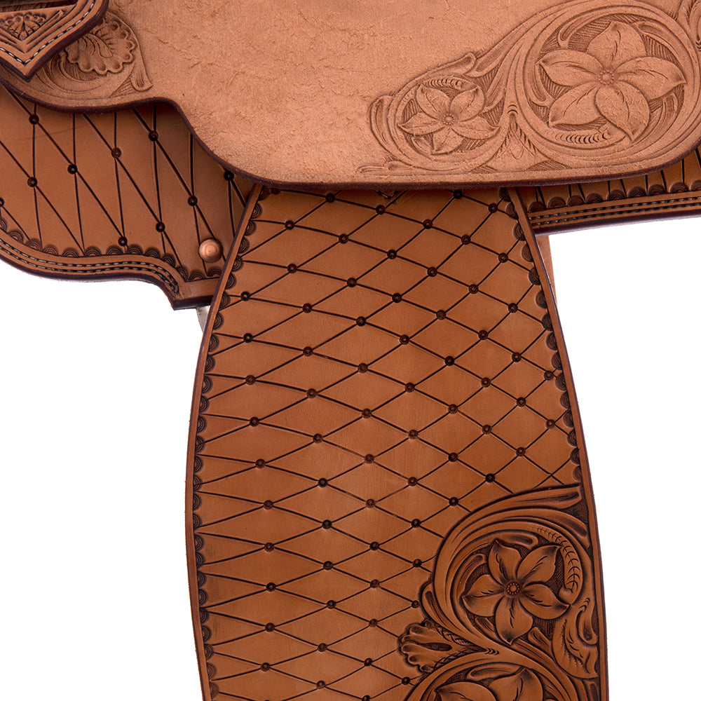 Burns 3/4 Russet SO 1/4 Antique Russet RO - Conventional - Geo/Floral with Old World Cross/DDaisy -