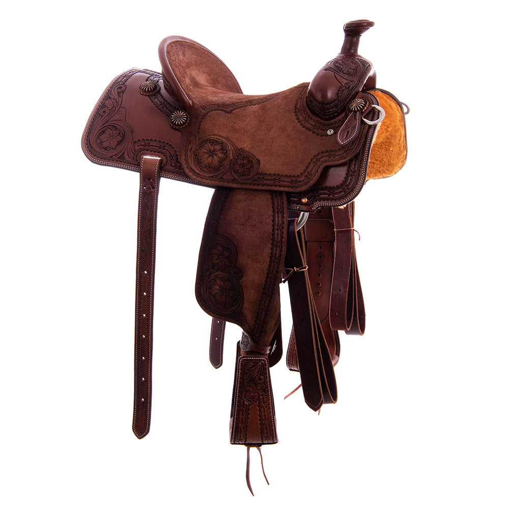 Burns Rope Saddle 3/4 Chocolate SO 1/4 RO - Conventional - Deluxe Barbwire - Single Skirt - Standard