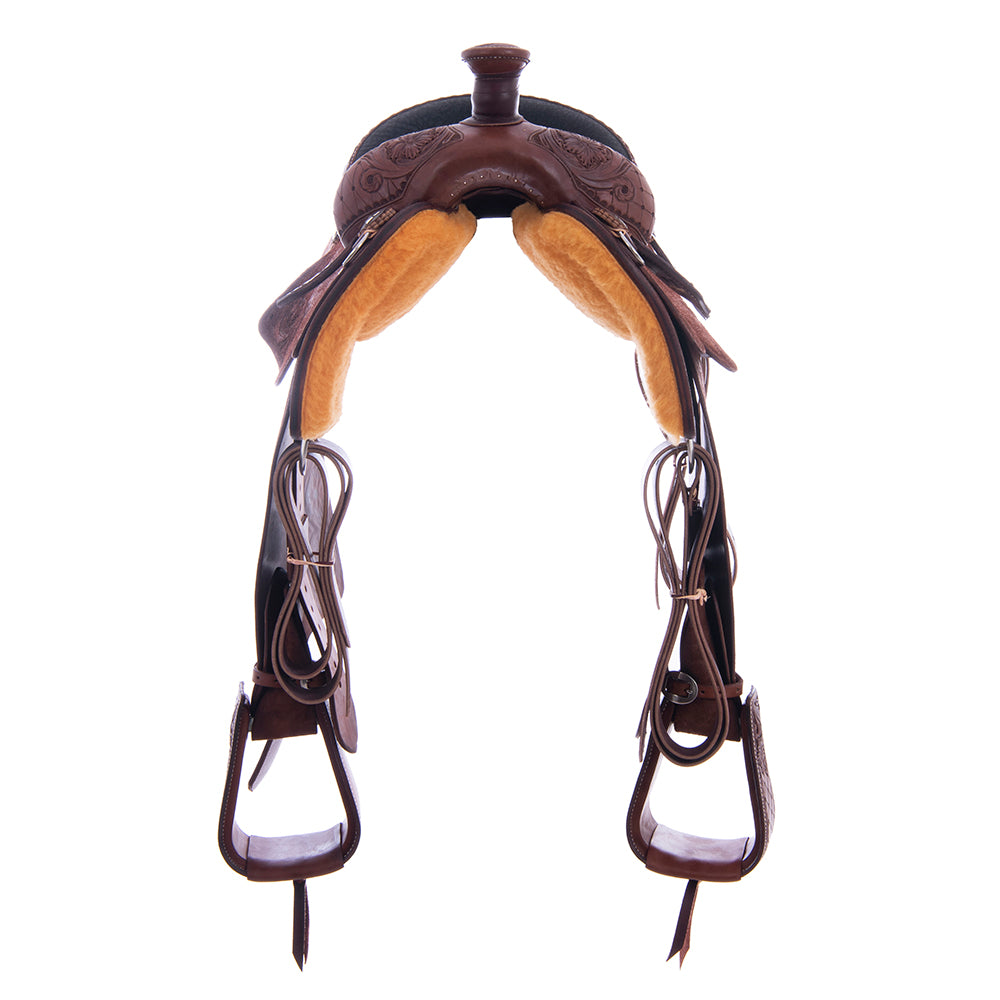 1/8 Chocolate SO 7/8 RO Ranch Versatilty Saddle - Semi Square - Bk BS Bead Line 3/4 Old World WYO -