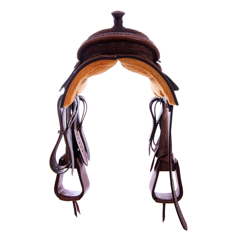 1/8 Chocolate SO 7/8 RO Ranch Versatilty Saddle - Semi Square - Bk BS Bead Line 3/4 Old World WYO -