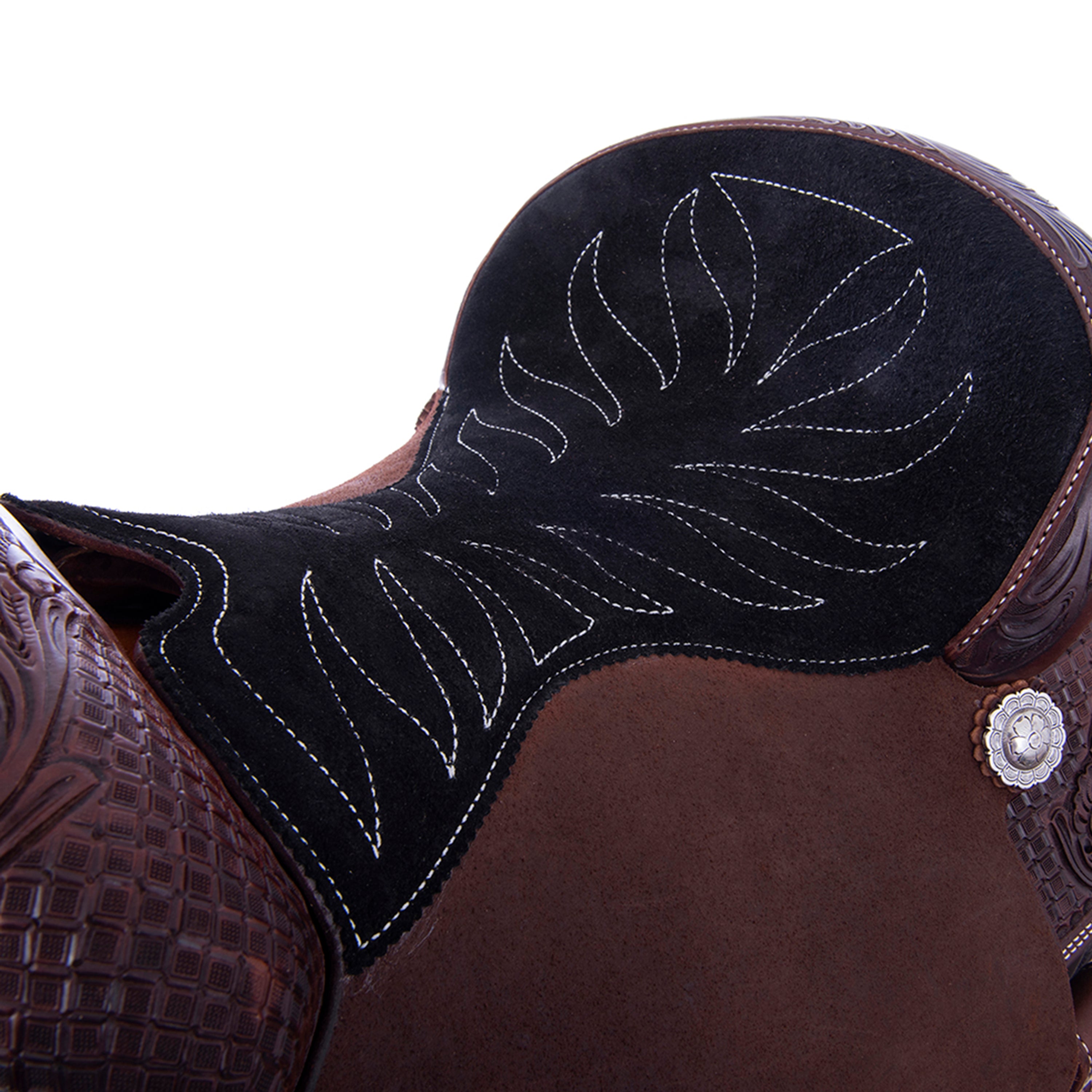 1/2 Chocolate RO/SO Team Rope Saddle - Full Waffle and Daisy - Cheyenne - Black RO Quilt