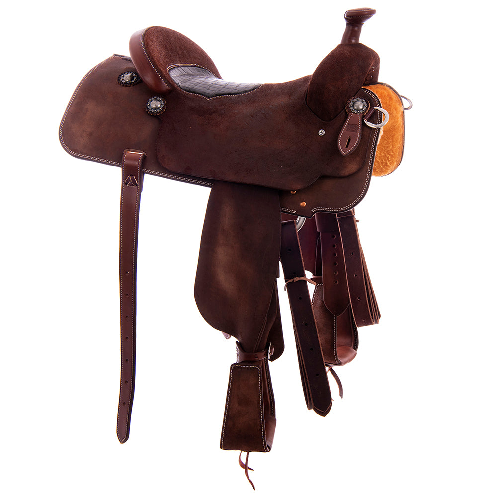 Chocolate RO Team Rope Saddle - Conventional - Cheyenne - Black Smooth Gator Inlay