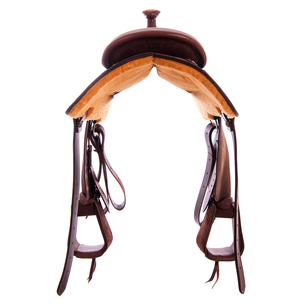 Chocolate RO Team Rope Saddle - Conventional - Cheyenne - Black Smooth Gator Inlay