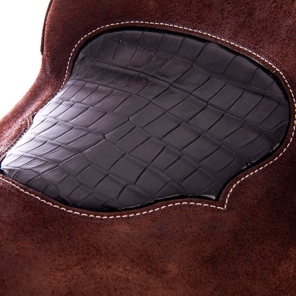 Chocolate RO Team Rope Saddle - Conventional - Cheyenne - Black Smooth Gator Inlay
