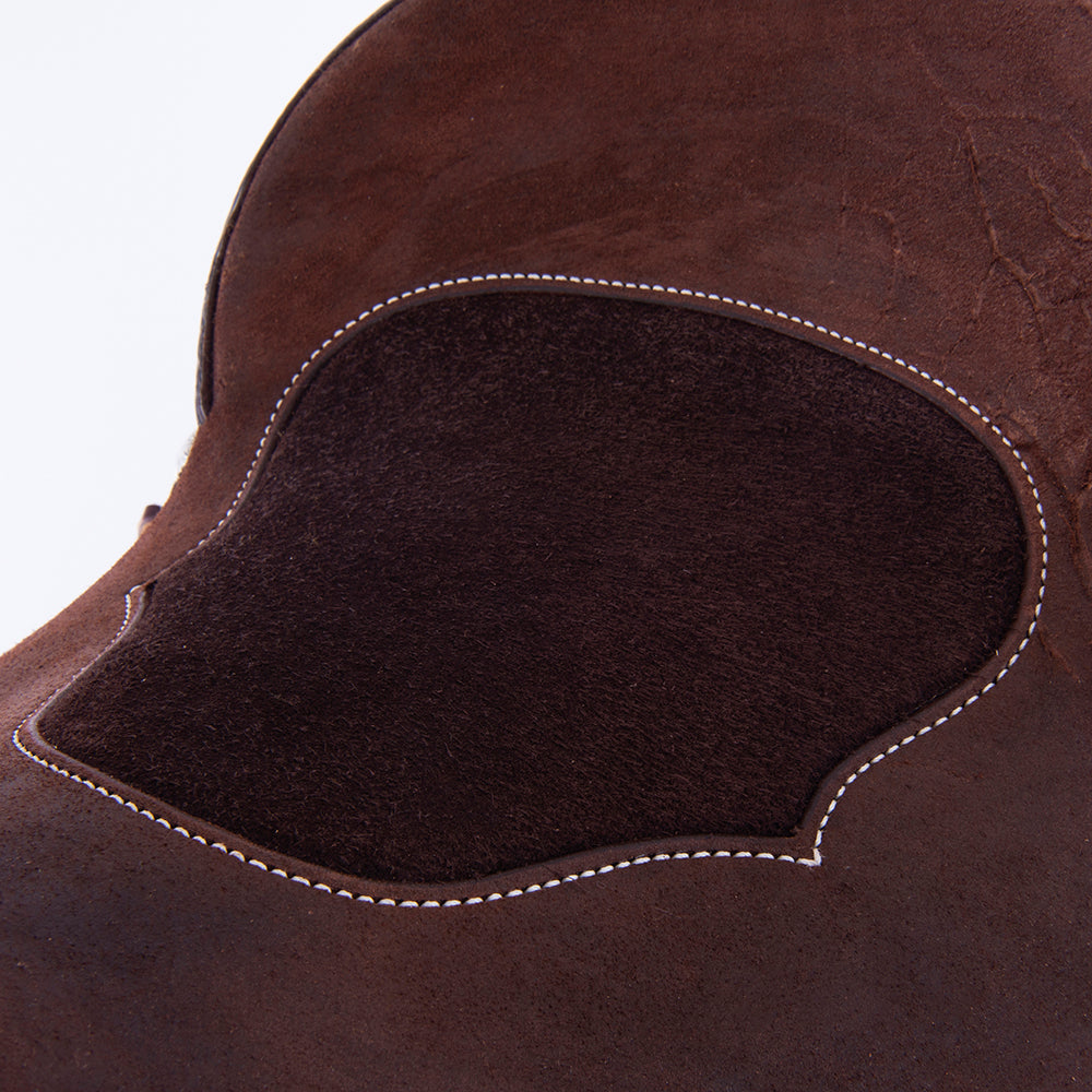 1/2 Smooth 1/2 Roughout Chocolate Lightweight Versatility Saddle- Round Skirts, 1/2 Axe, Cheyenne, Chocolate Suede Inlay