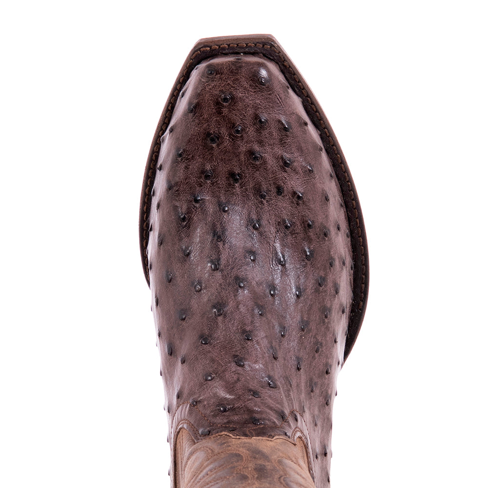 Men's Cowoby 13-2 Nicotine FQ Ostrich/ Black Smooth Ostrich/Tobac Goat Winn Stitch