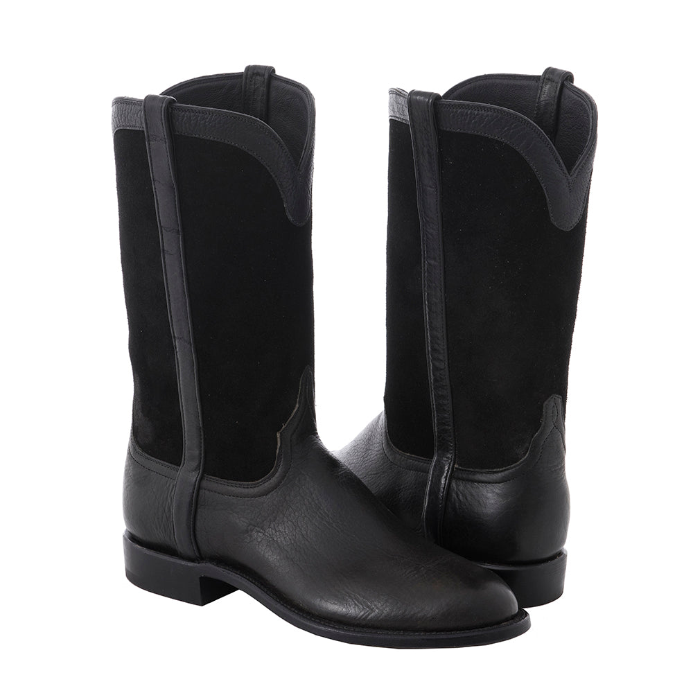 Men's Roper 12-2 Black Bison/Black RO Covered Side Seam