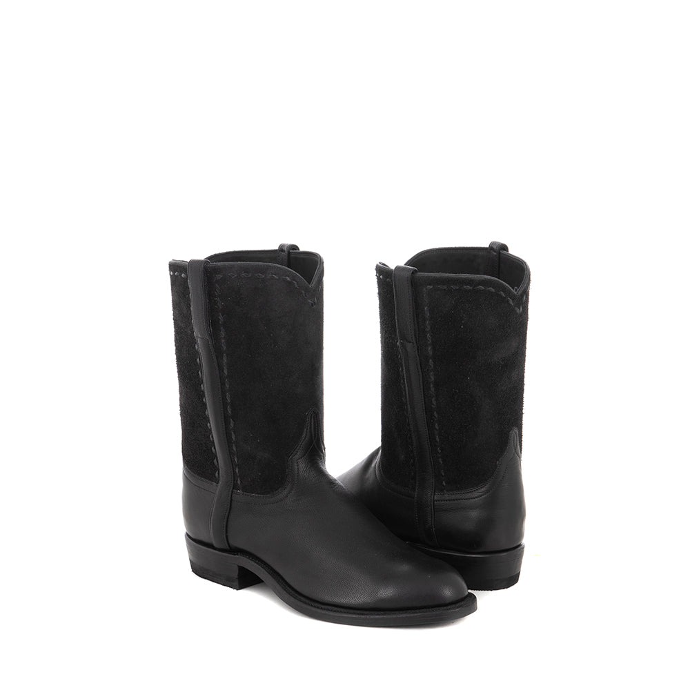 Men's Roper 10-1 Black Goat/Black Aniline RO Black Buckstitch Covered Side Seam