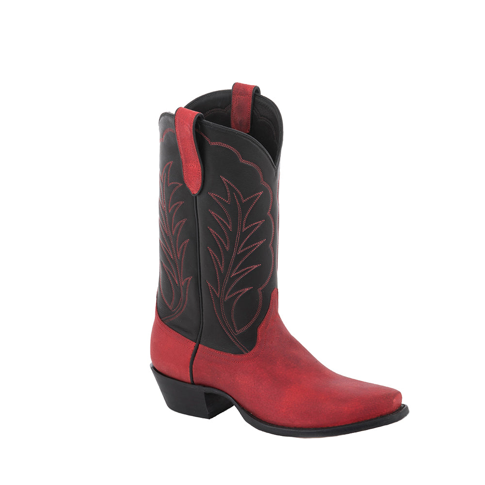 Men's Red Oiled Pig Black Top Cowboy Boot Winn Stitch