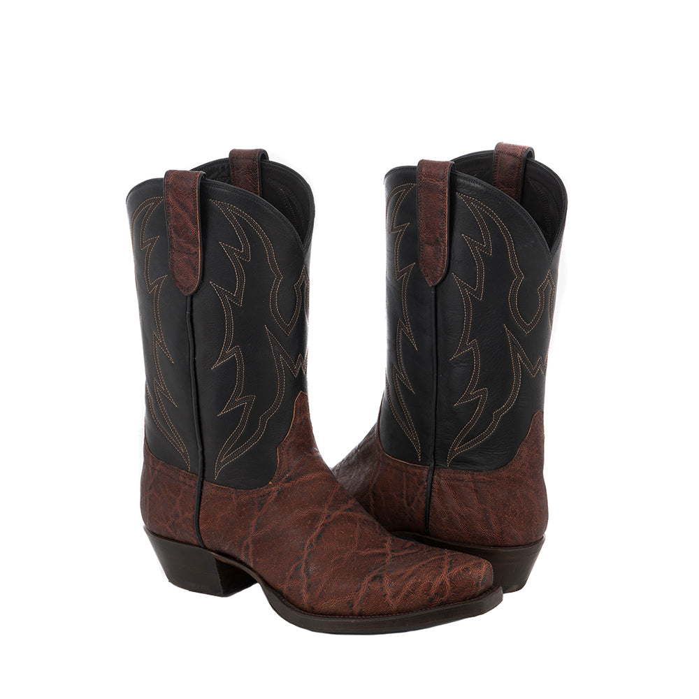 Men's Cowboy 12-2 Bark Elephant/Black Aniline Crown Stitch