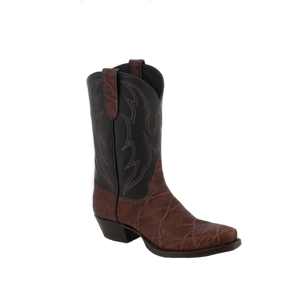 Men's Cowboy 12-2 Bark Elephant/Black Aniline Crown Stitch