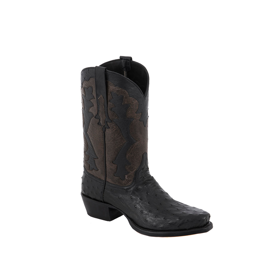 Men's BK Ostrich Grey Bison GP Inlay Cowboy Boot