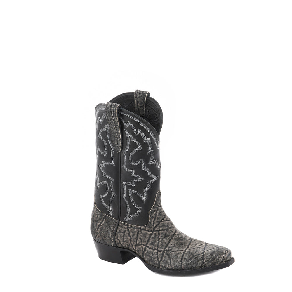 MENS GREY SAFARI ELEPHANT/ BLACK ANALINE COWBOY BOOT