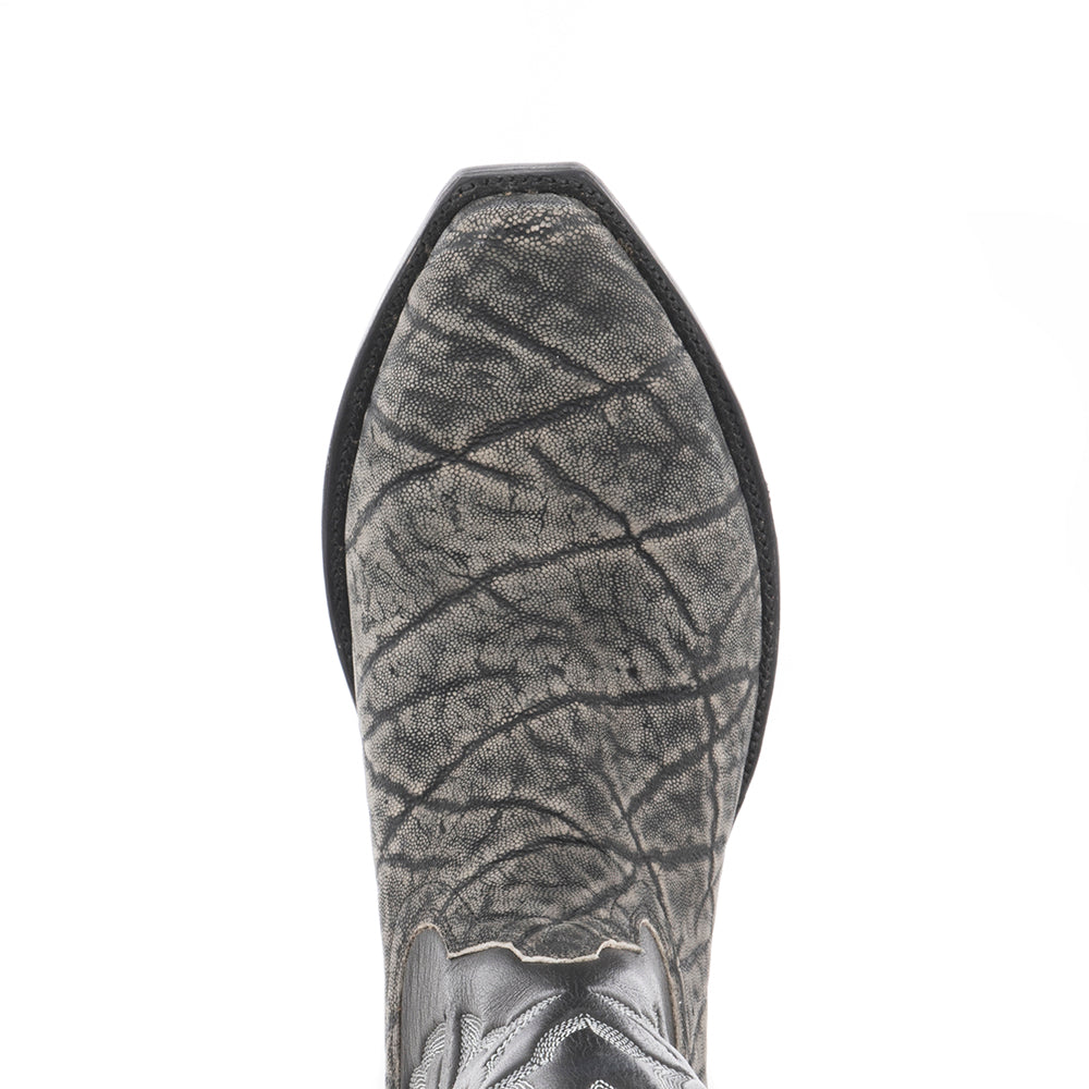 MENS GREY SAFARI ELEPHANT/ BLACK ANALINE COWBOY BOOT